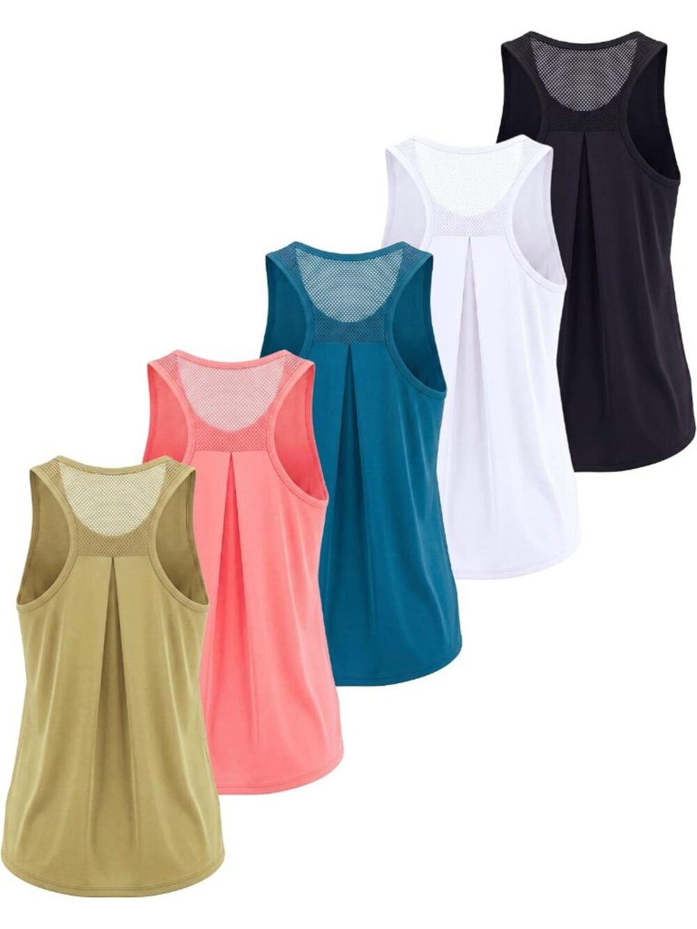 5 Pack Women's Mesh Racerback Tank Tops - Loose Athletic Gym & Yoga Wear